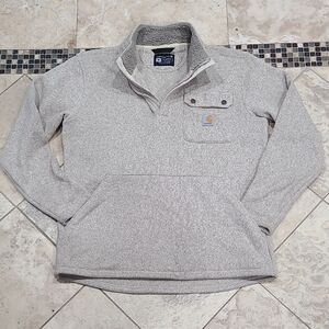 Carhartt Men's Heather Light Brown Zip-Up Sweater